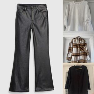 Black Flared Leather Pants